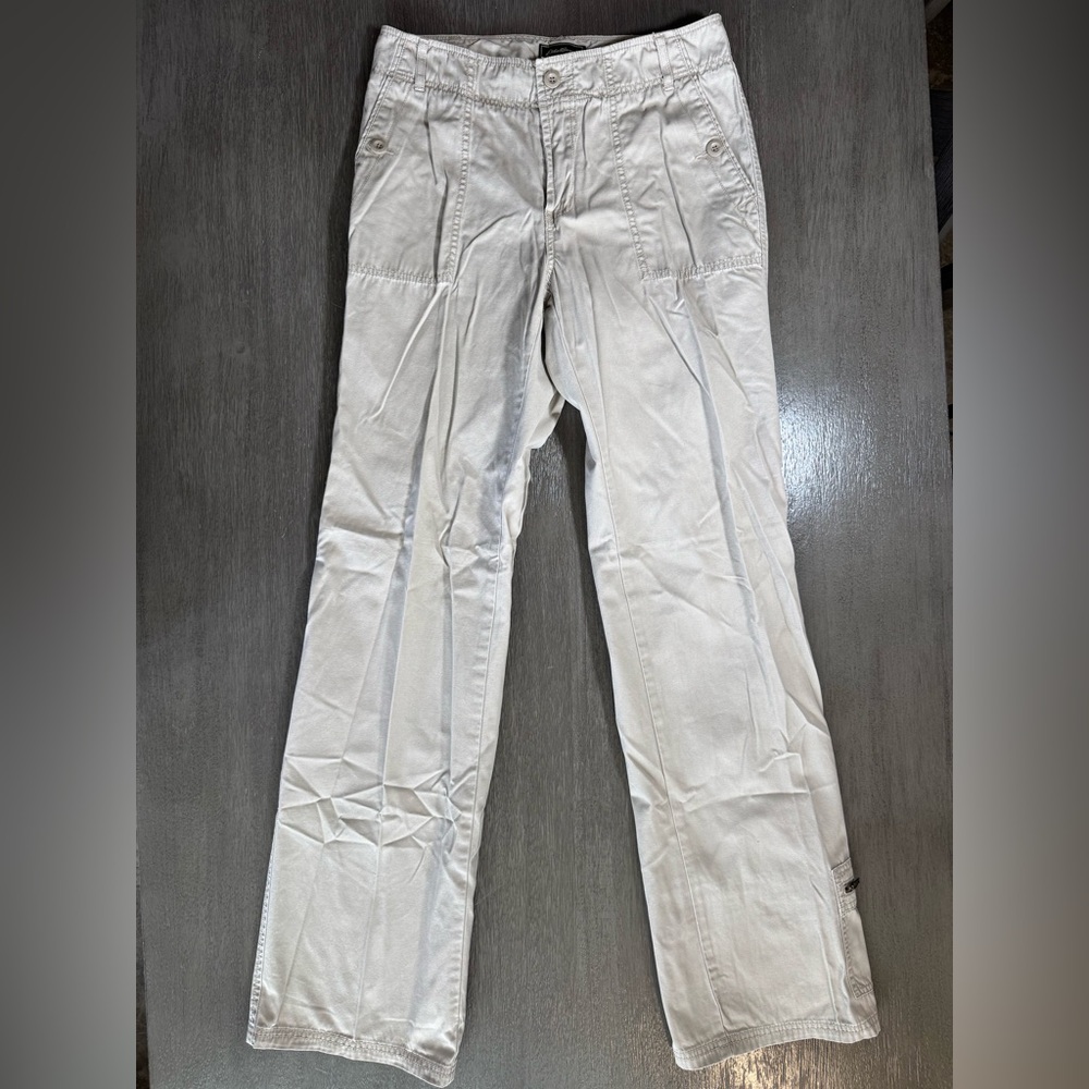 Eddie Bauer Tan Khaki Wide Leg Cargo Pants 90’s Vintage 8